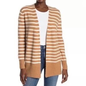 Madewell Wool Alpaca Cozy Walker Stripe Cardigan Sweater Brown White Size Medium